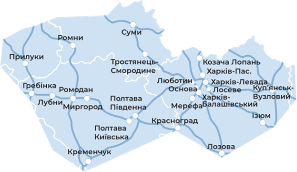 Покриття обслуговування філії Харківського регіону ГО «Лікарняна каса Львівської залізниці»